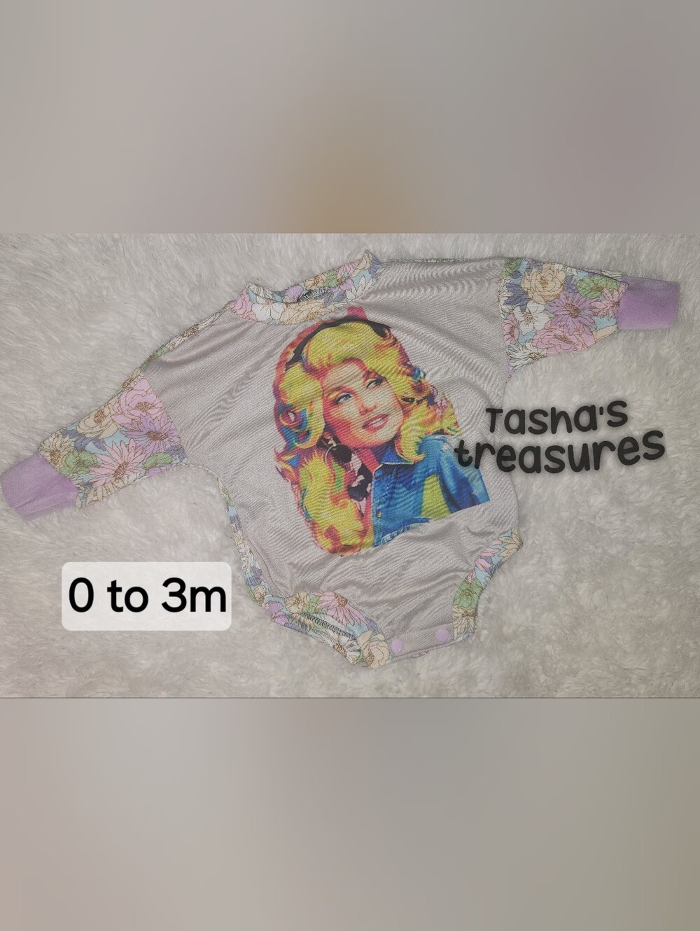 Dolly Parton sweater Romper Handmade Floral Baby Romper 0 To 3 M